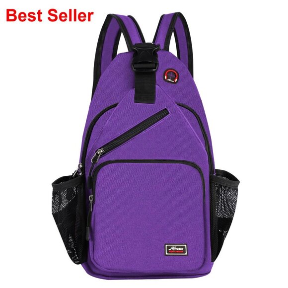 Polyester Sling Backpack Crossbody Daypack with Headphone Hole main image 6